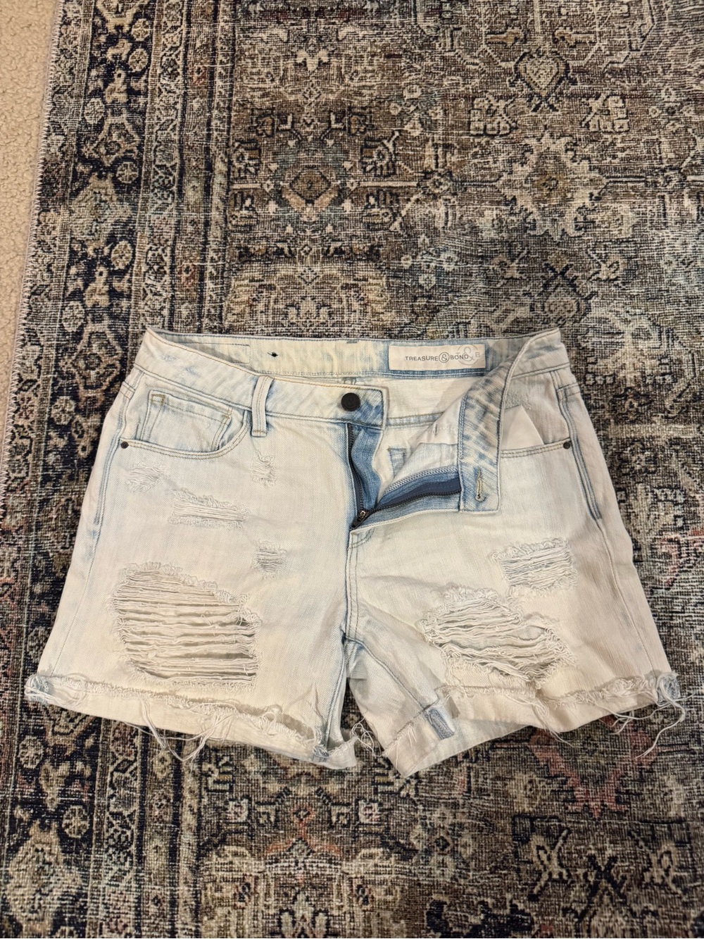 Treasure & Bond Pale Blue Distressed Denim Cutoff Shorts